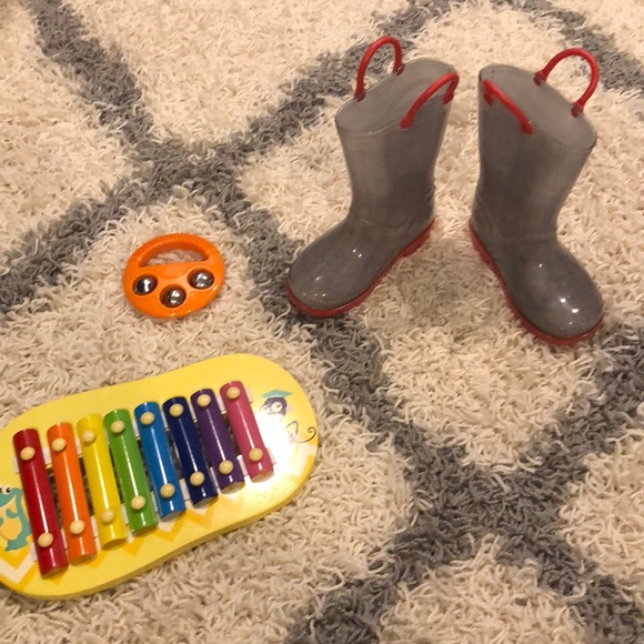 Koala Kids Other - Silver and red girls rain boots, size 8